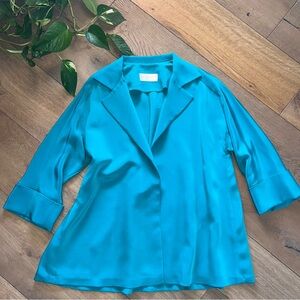 Nina Raynor 100% Silk Jacket Teal size 1 resort beach wear